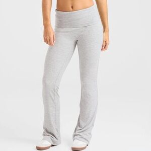 AYBL Soft ribbed lounge gray fold over flared leggings tall friendly